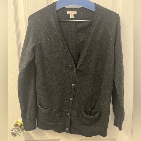 Gap Charcoal Grey 100% Extra Fine Merino Wool Cardigan - Picture 2 of 13